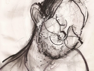 Bryan Lewis Saunders - autoportret, korištena droga: dušik suboksid (tzv. plin za smijanje, anestetik)